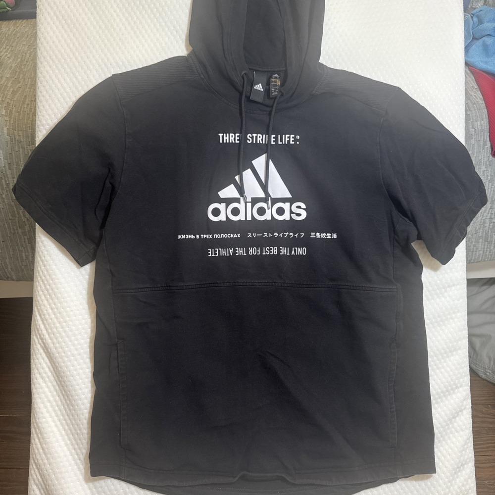 Soldout! Adidas Men's Post Game Short Sleeve Hoodie Black